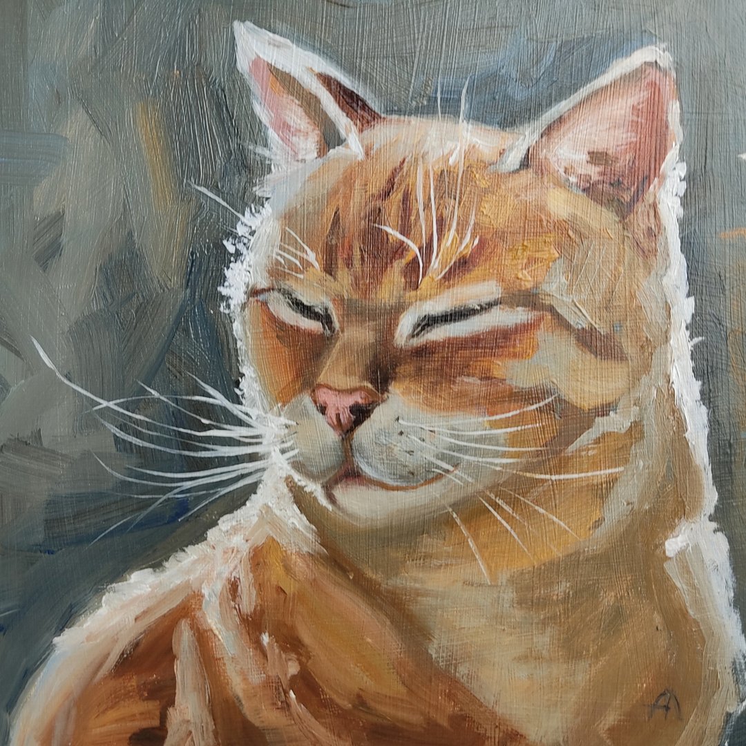 猫画红猫艺术品原创油画宠物肖像 - 海报/装饰画/版画 - 其他材质 橘色
