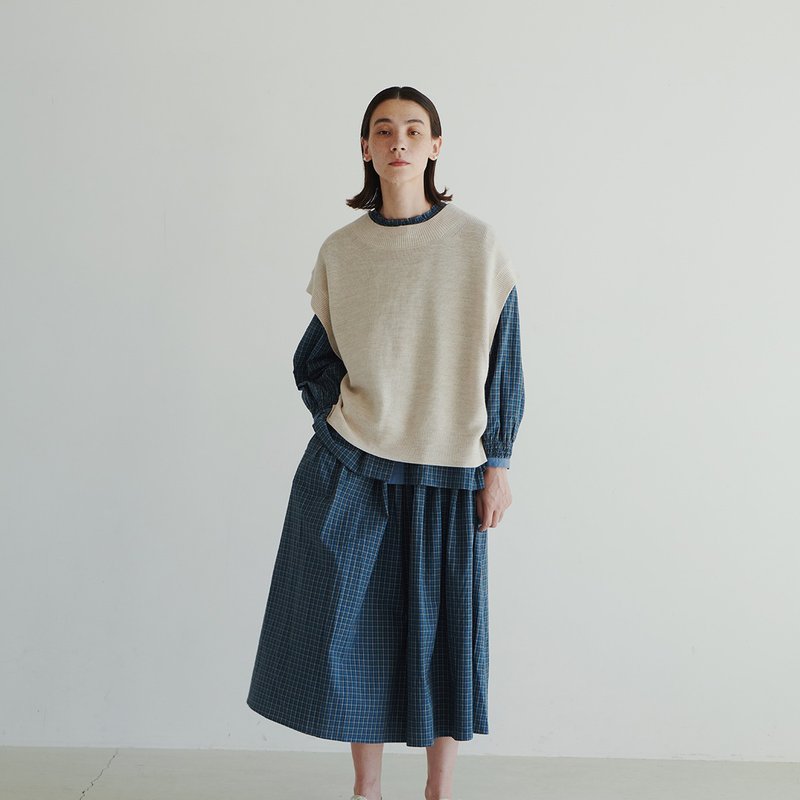 KOOW系带精纺羊毛针织背心 后开衩套头百搭日系马甲 - 女装背心 - 羊毛 多色