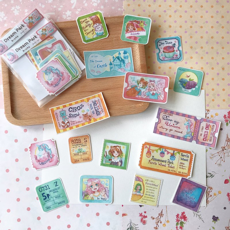 Dream Park 梦幻游乐园 16张入贴纸包 - 贴纸 - 纸 多色