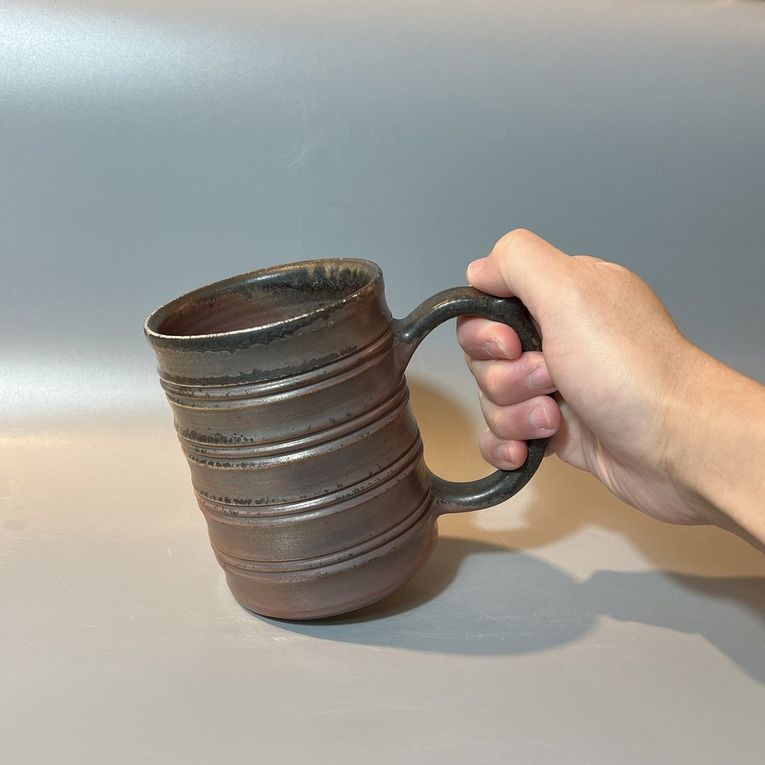 柴烧500cc古朴竹节马克杯 / 啤酒杯 / 小平凡手作 - 茶具/茶杯 - 陶 