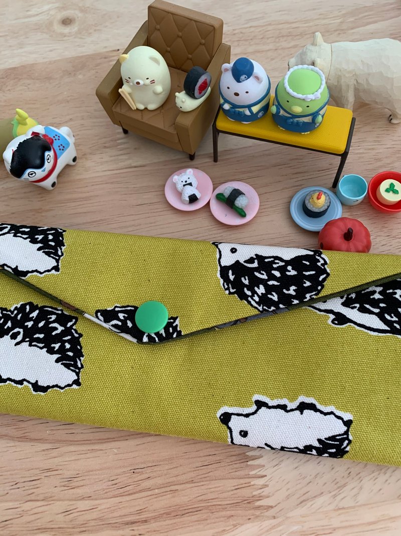 文青风环保纯棉筷袋 萌萌哒小刺猬 质感大地黄  日本 潮物 收纳 - 收纳用品 - 棉．麻 黄色