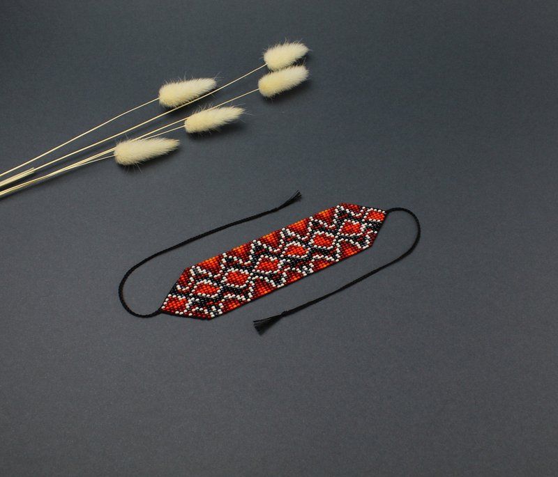 Snake bracelet handmade jewelry for women - 手链/手环 - 玻璃 红色