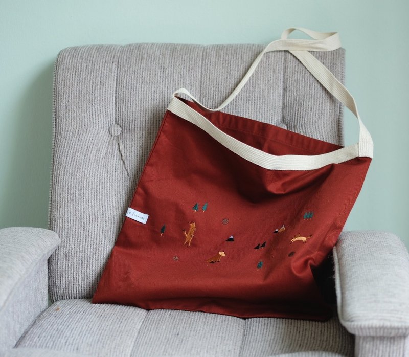 FOX Tote Bag ( Red ) - 后背包/双肩包 - 绣线 红色