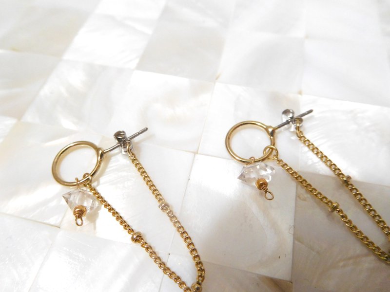 俏皮感立体圈赫基墨水晶后扣耳环  可以改夹 - 耳环/耳夹 - 其他材质 金色