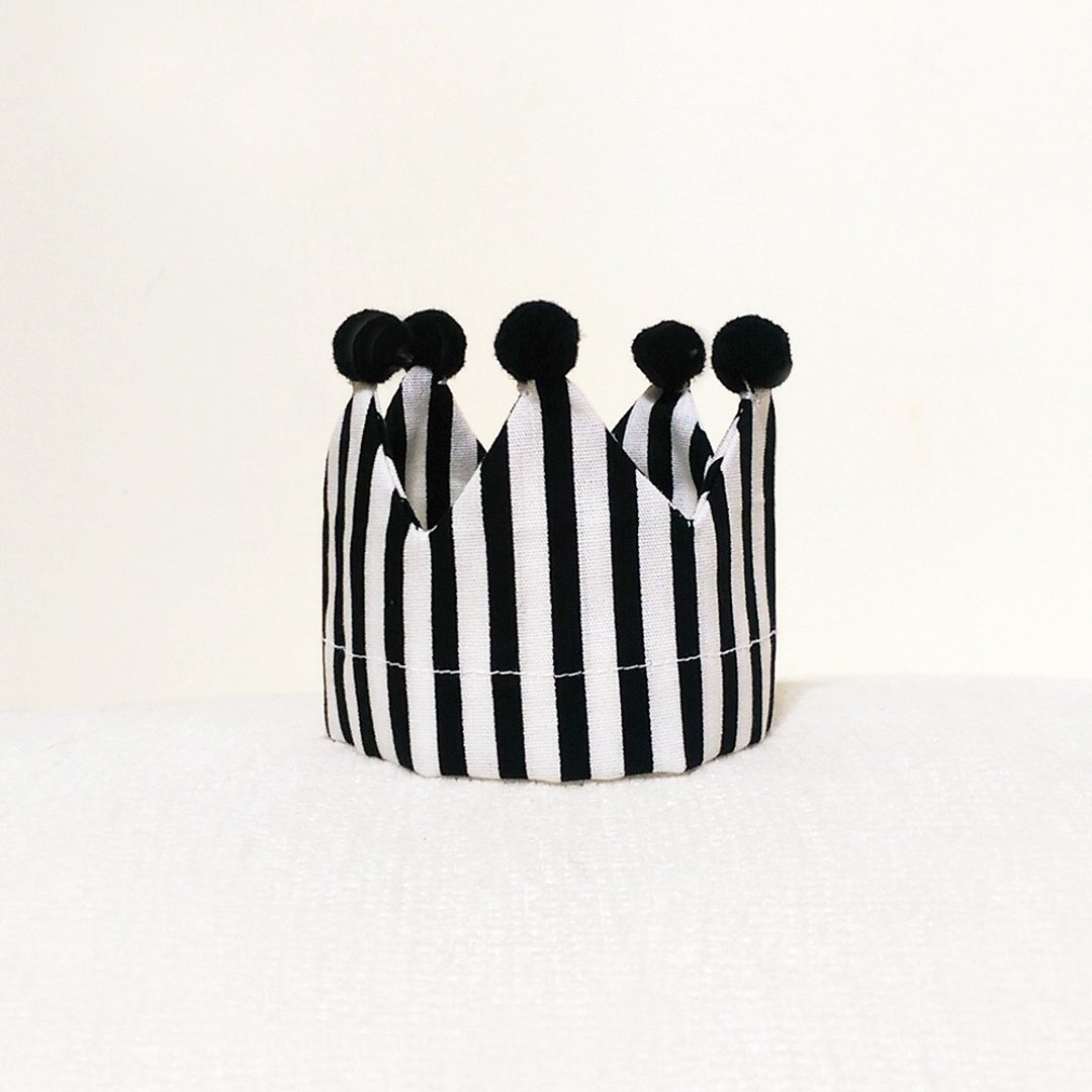Ella Wang Design Crown 宠物 帽 皇冠 庆生 猫 狗 黑白 条纹 - 衣/帽 - 棉 黑色