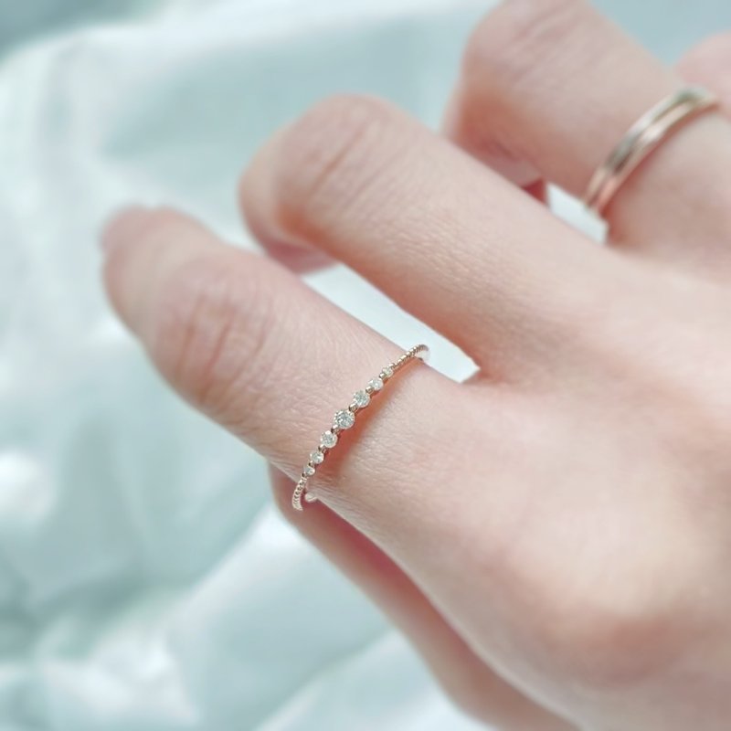 复古错落钻石戒指 - 戒指 - 钻石 金色