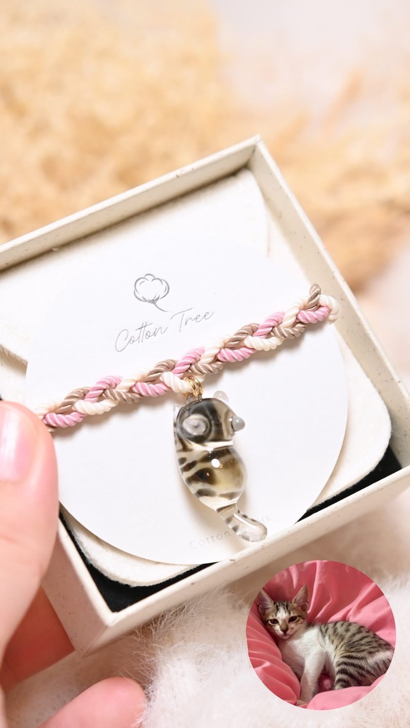 【定制猫咪】猫咪礼物琉光猫咪手绳 - 手链/手环 - 树脂 银色