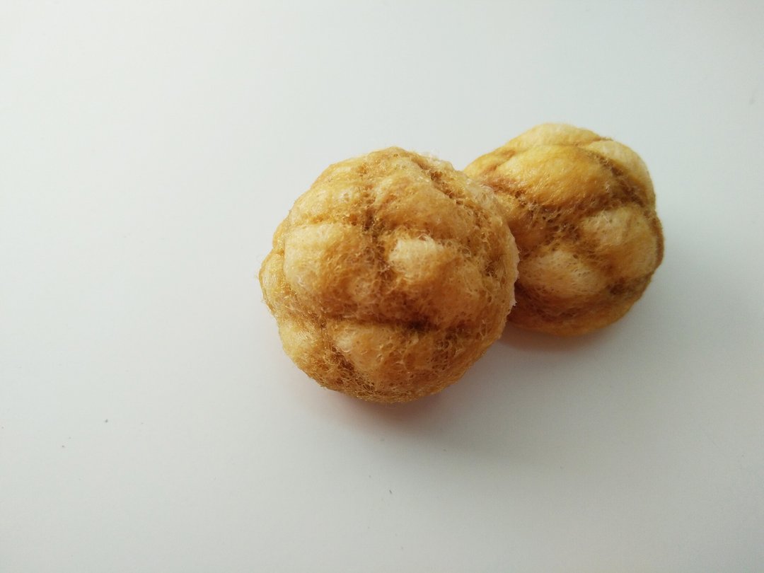 拟真羊毛毡系列面包(别针) 菠萝 肉松 台式红豆 香蒜面包 全手工 - 胸针 - 羊毛 咖啡色