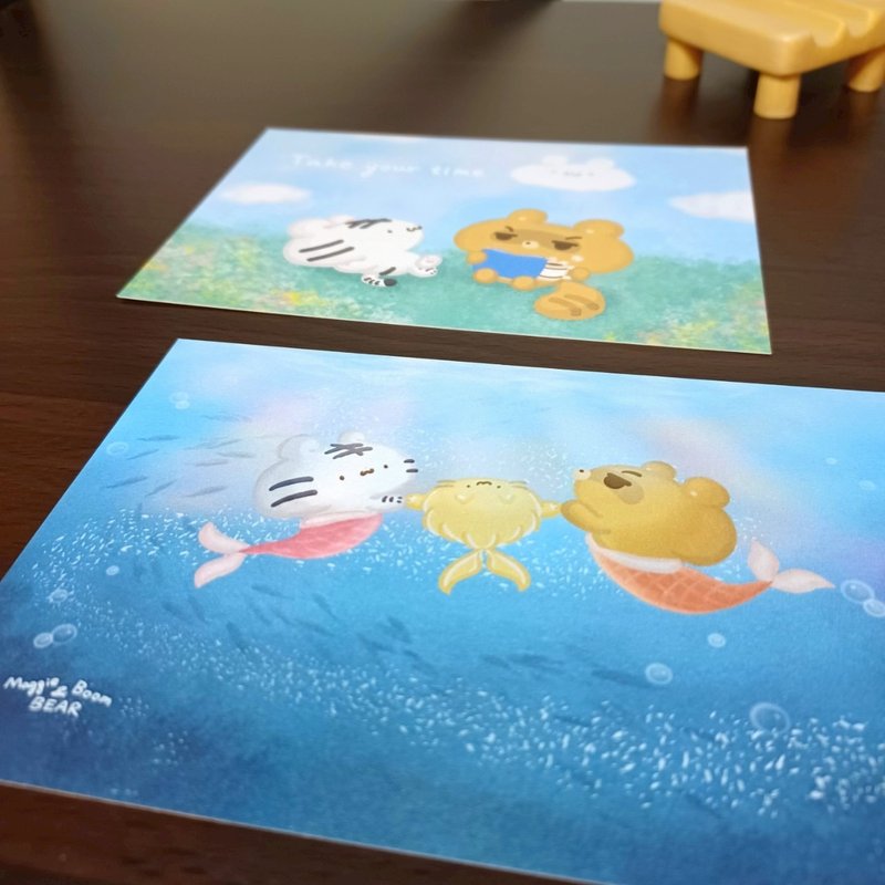 蓝天白云/鱼影- 四季明信片 - 系列5 - 卡片/明信片 - 纸 蓝色