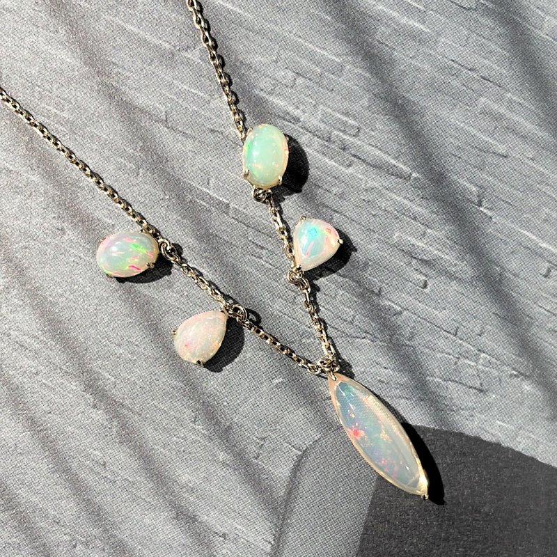 Beyond Tourmalines -  天然蛋白石(3.26ct) 18K黄金项链 - 项链 - 贵金属 