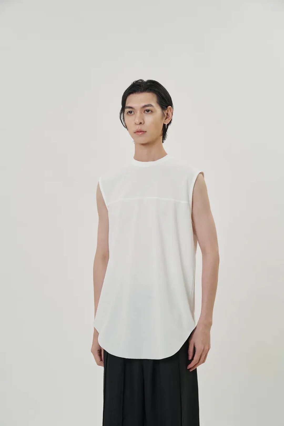 白色无袖背心 Style fabric sleeveless T-Shirt - 男装背心 - 棉 白色