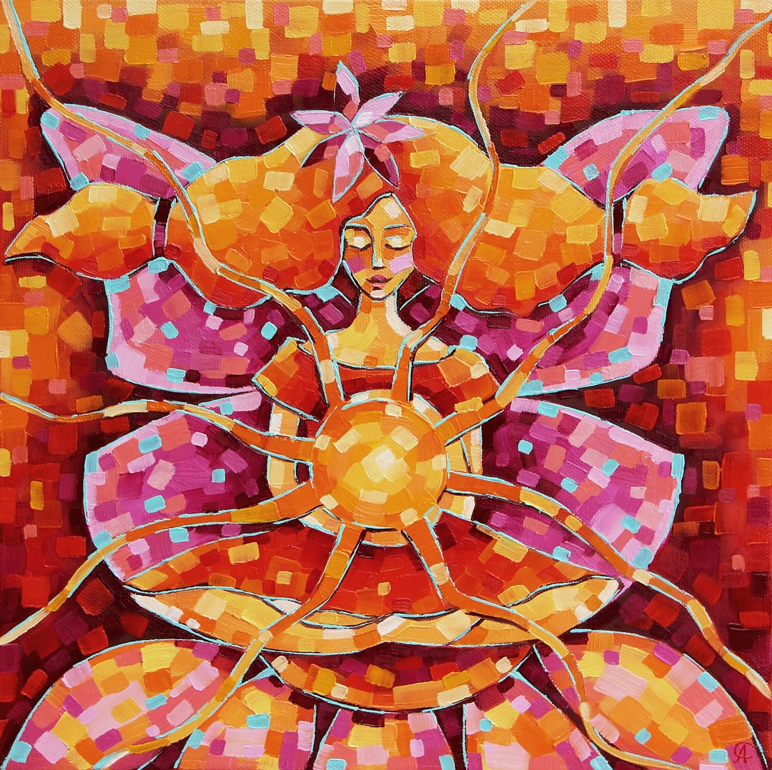 仙女画蝴蝶原创艺术手作画儿童房墙艺术 - 海报/装饰画/版画 - 其他材质 橘色