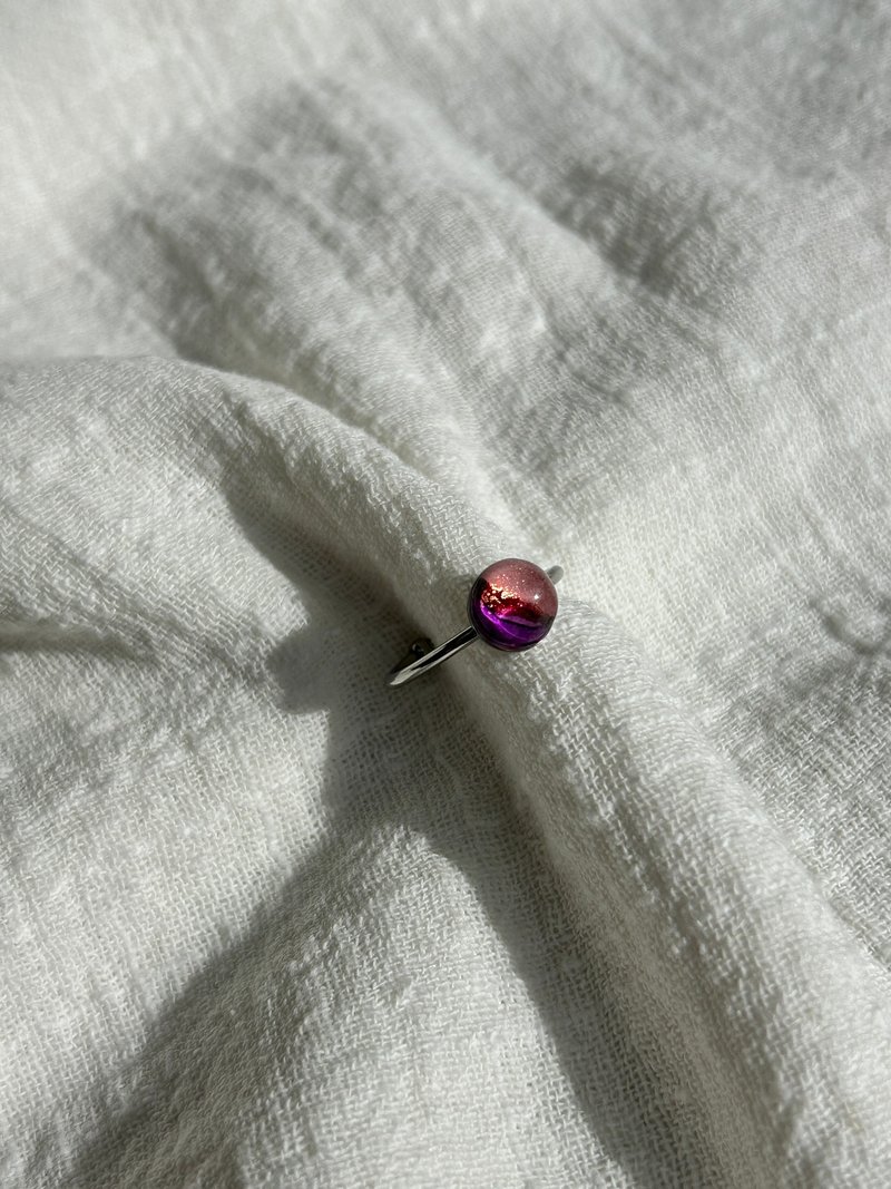紫色粉色  圆型 不锈钢戒围 可调节开口戒 - 戒指 - 不锈钢 紫色