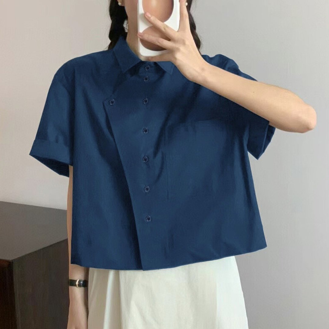 手工纯棉宽松落肩衬衫 - 女装衬衫 - 棉 多色