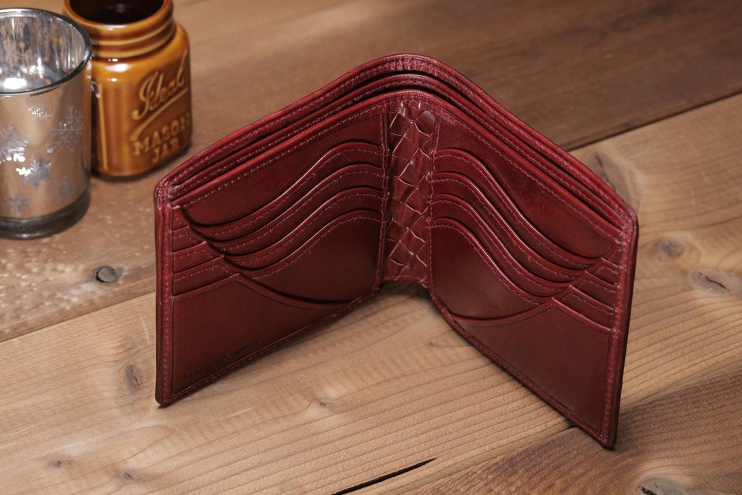 BASIC wallet RED card type - 皮夹/钱包 - 真皮 咖啡色