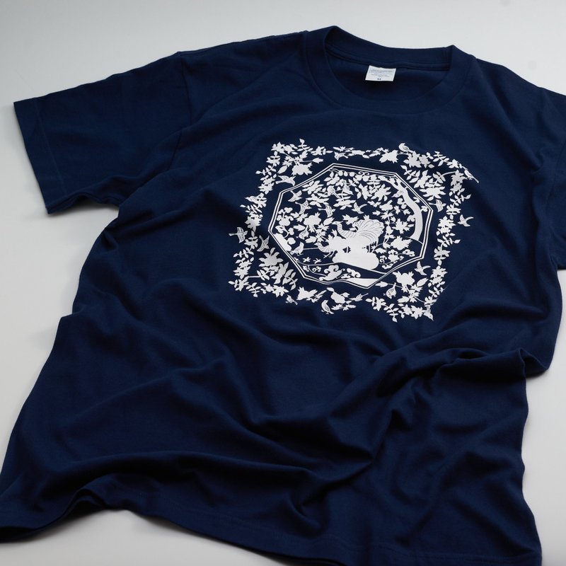 T-shirt 青花 (藏青) - 女装 T 恤 - 棉．麻 蓝色