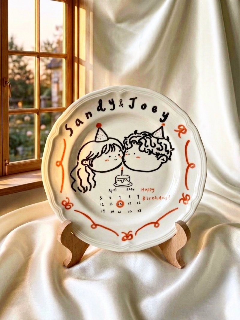 人像插画定制盘 生日礼物 情侣 送礼 似颜绘 定制化 瓷盘 - 订制画像 - 瓷 白色