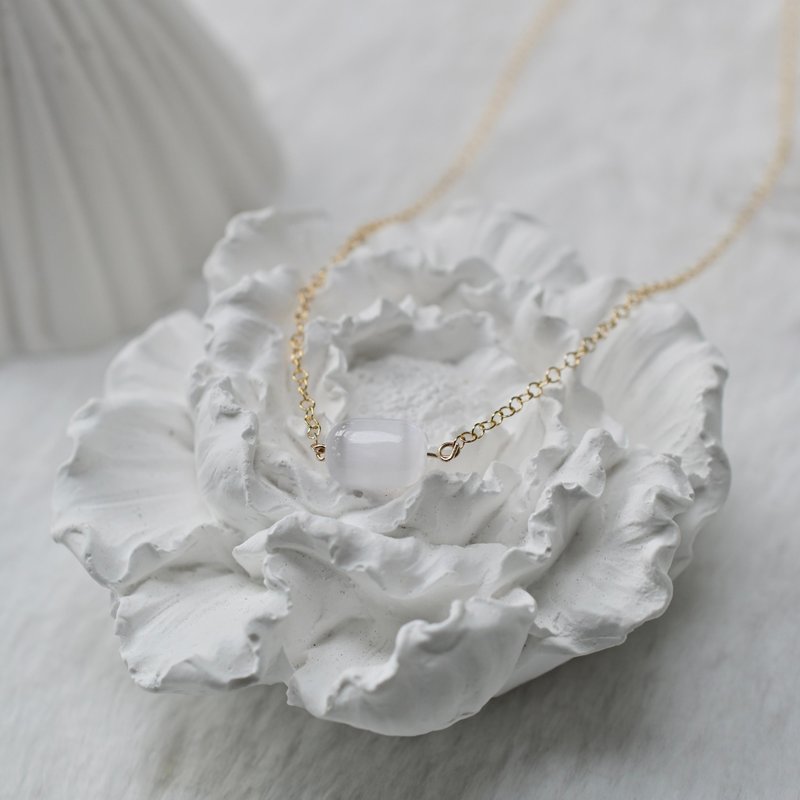 透白糖果色石膏石-纯手工制作-美国14k包金项链 - 项链 - 半宝石 白色