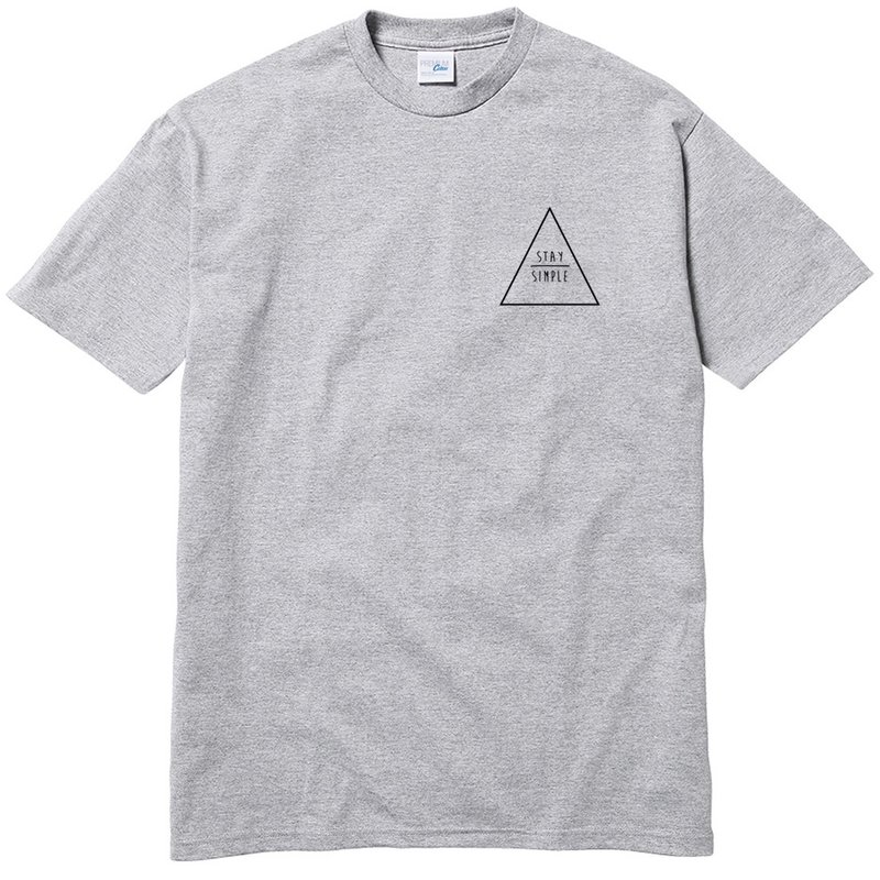 左胸 STAY SIMPLE Triangle 短袖T恤 灰色 保持简单三角型 几何 - 男装上衣/T 恤 - 棉 灰色