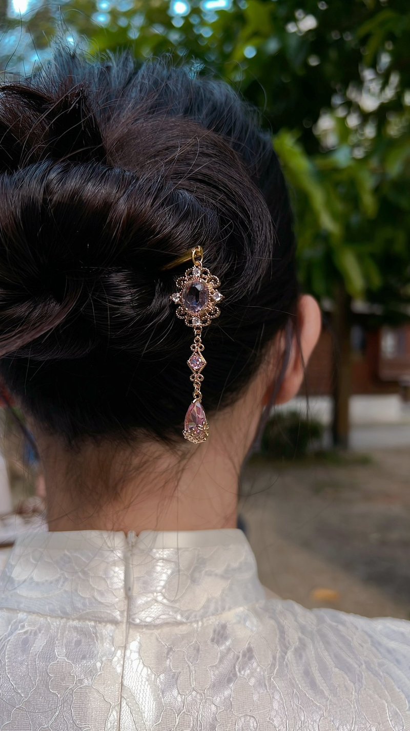 | 粉红佳人 | 古典 气质 优雅 | 花 | 镜 | 永恒 | 微镶 发簪 - 发饰 - 其他材质 粉红色