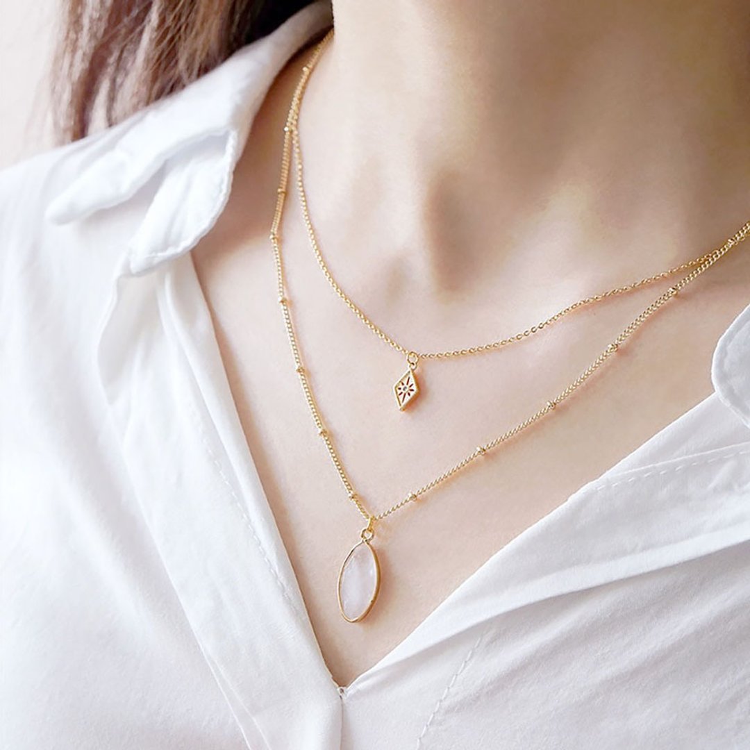 净化 x 白水晶 锆石 手作 定制化 水晶【莉莉安】双层项链 - 项链 - 宝石 