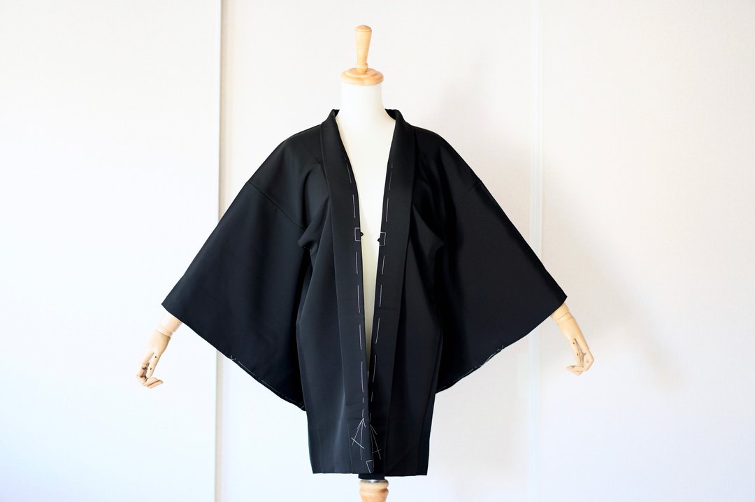 Vintage kimono jacket, Haori, Japanese Kimono /4400 - 女装休闲/机能外套 - 丝．绢 黑色