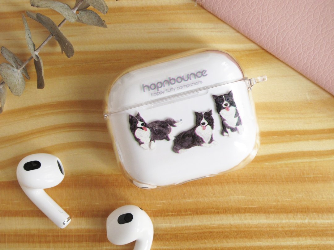 边境牧羊犬 透明 AirPods 保护套(硬壳/软壳可选,支持所有 AirPod - 耳机收纳 - 塑料 透明