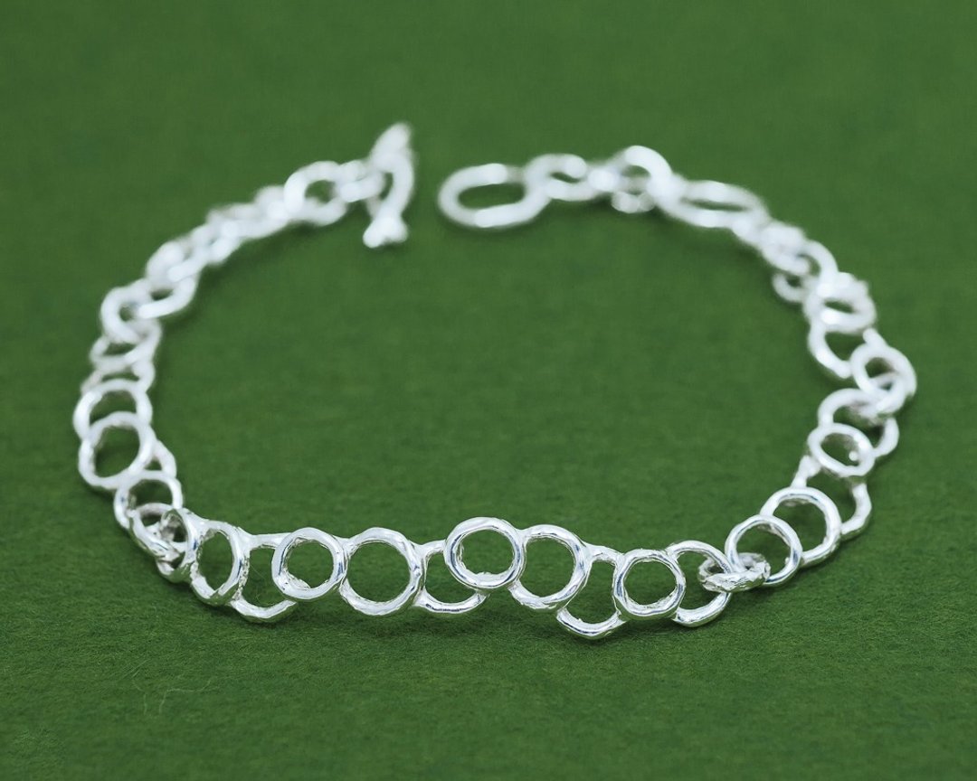 Unique bracelet - Champagne bubbles design - Gift for her - Hypoallergenic - 手链/手环 - 银 银色
