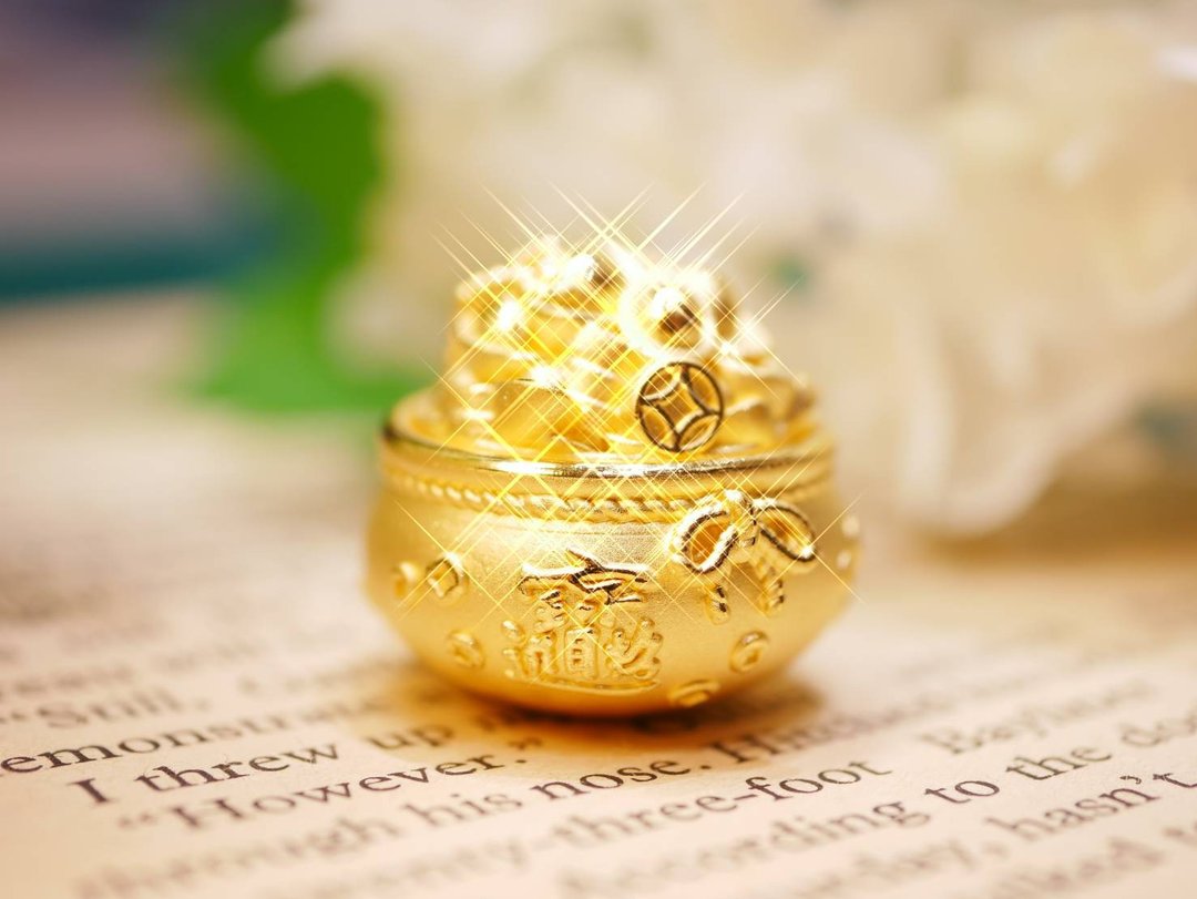 黄金9999-纯金聚宝盆摆件-黄金摆件 - 摆饰 - 24k 金 金色