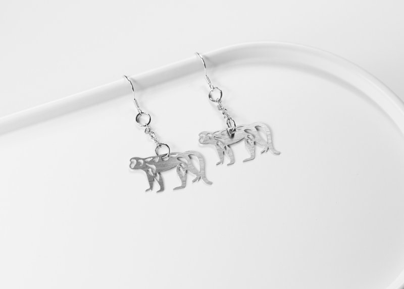 十二生肖─猴 耳环【迷你款】_动物系列_造题 - 耳环/耳夹 - 其他金属 银色