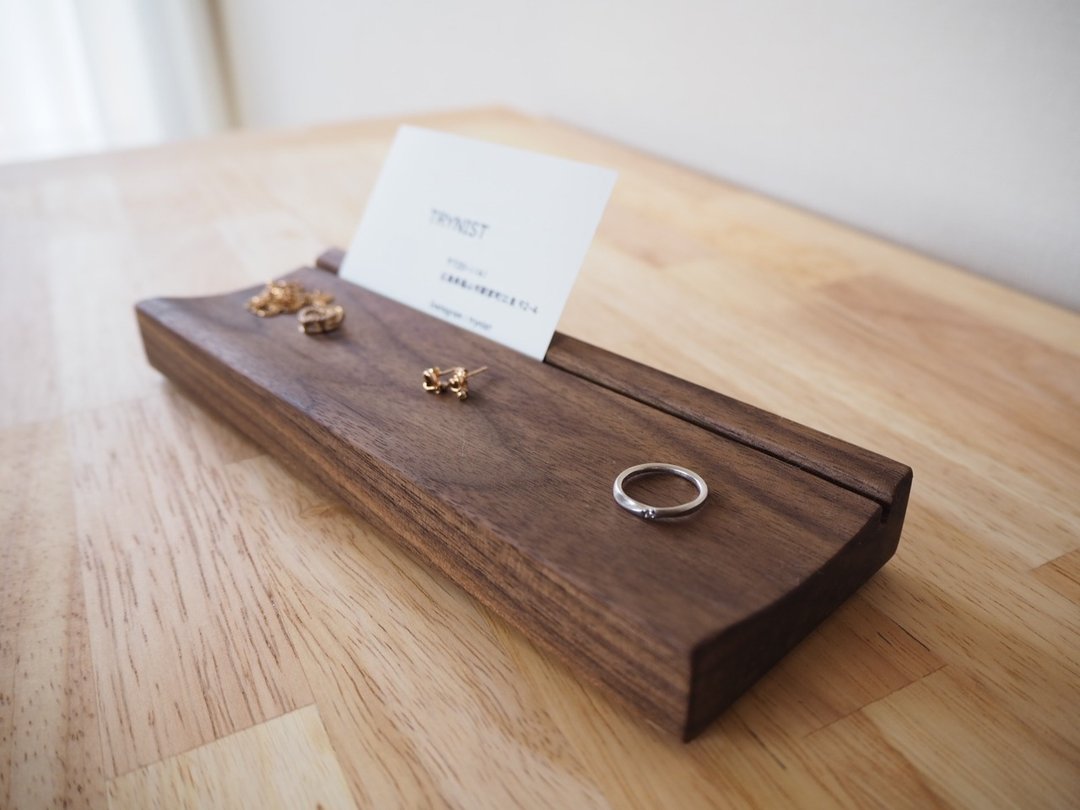 Card stand & tray - 名片架/名片座 - 木头 咖啡色
