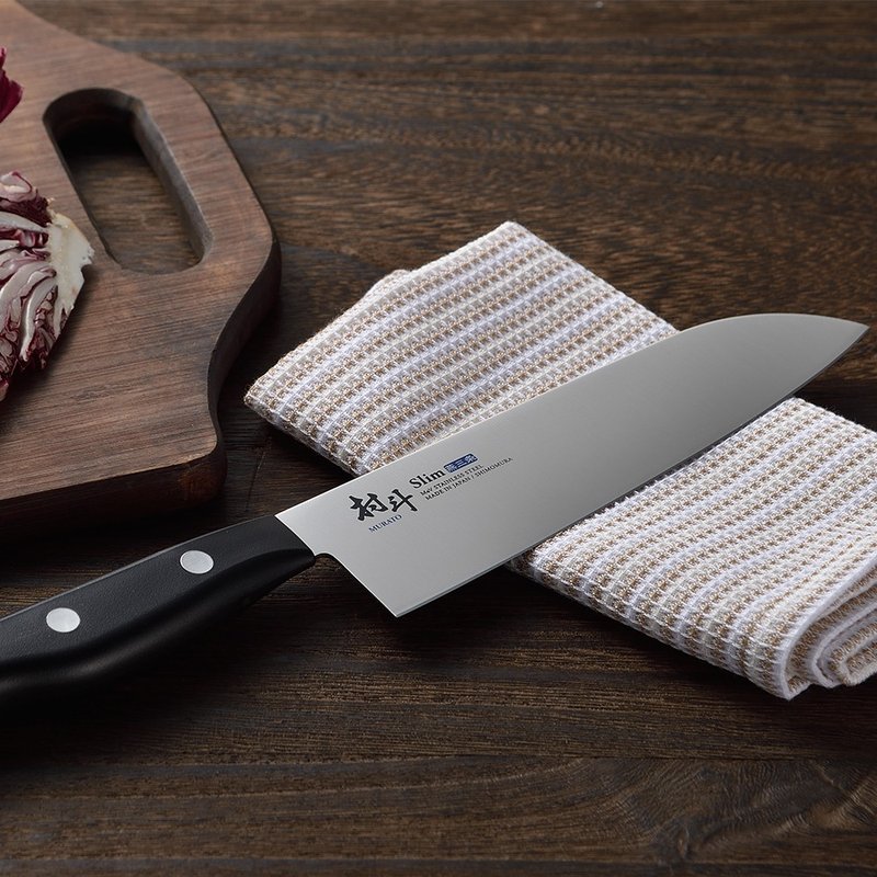 【日本下村工业Shimomura】燕三条村斗Slim 系列小三德刀14.5cm - 菜刀/刀架 - 不锈钢 黑色