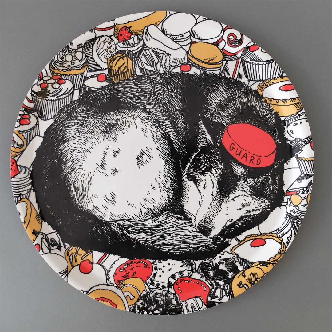 CAKE GUARD WOLF 限量手绘托盘 | Jimbobart - 托盘/砧板 - 纸 黑色