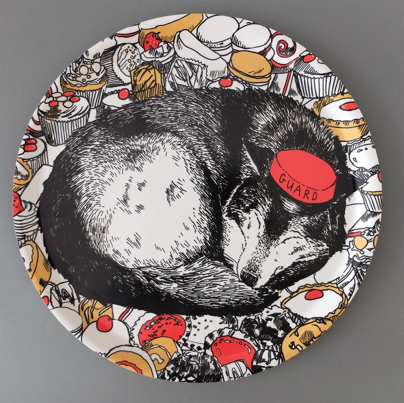 CAKE GUARD WOLF 限量手绘托盘 | Jimbobart - 托盘/砧板 - 纸 黑色
