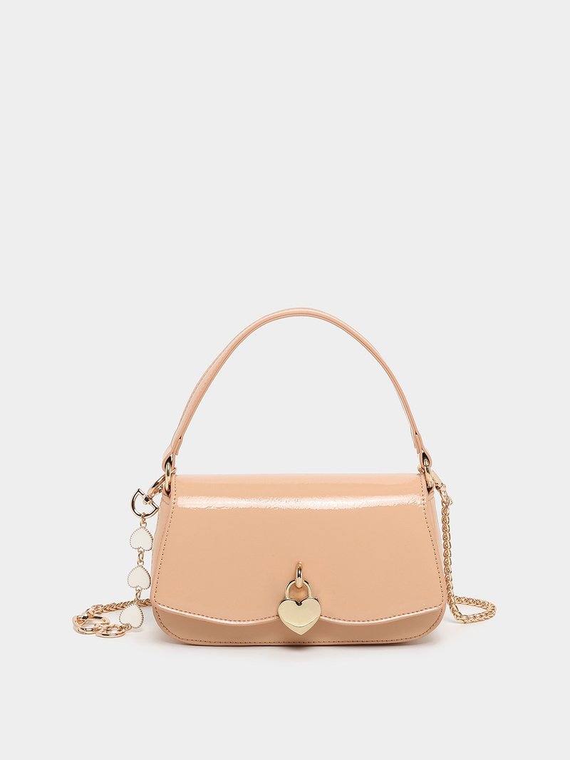 爱心长链饰斜背包 - 侧背包/斜挎包 - 其他材质 橘色