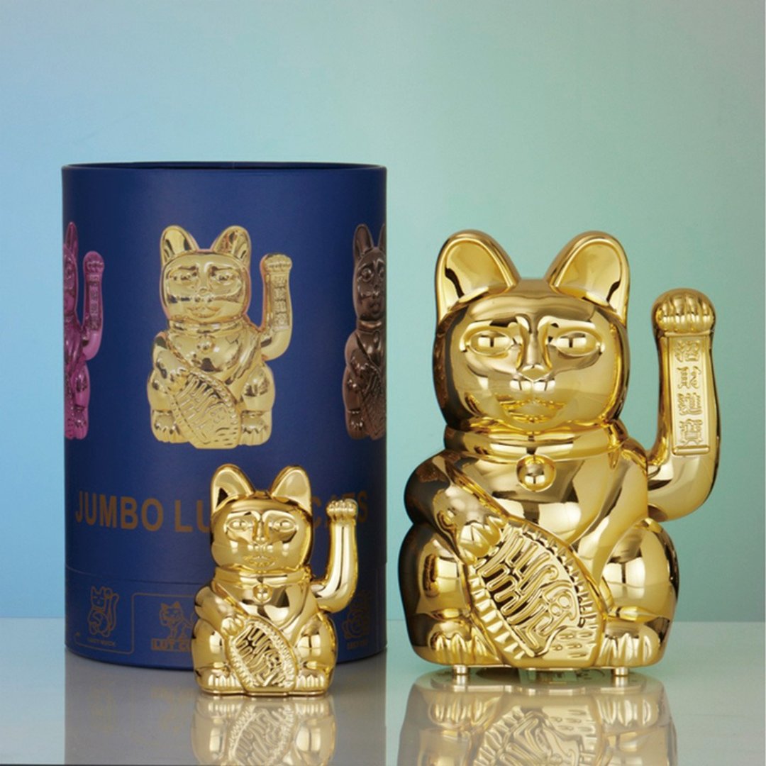 Mini Lucky Cats 迷你幸运缤纷自动招手招财猫-幸运闪金色 10cm - 玩偶/公仔 - 其他材质 金色