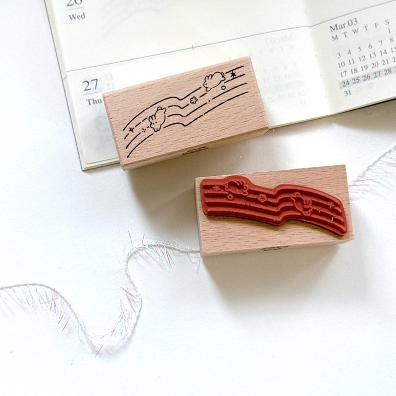 小兔手帐印章-星河 - 印章/印台 - 木头 咖啡色