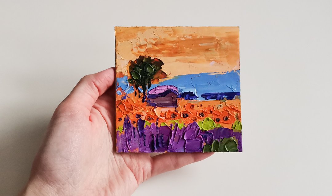 Italy Painting 油畫原作 Original Art 手工油畫 Oil Painting 油畫 Toscana Lavender by Verafe - 海报/装饰画/版画 - 压克力 橘色
