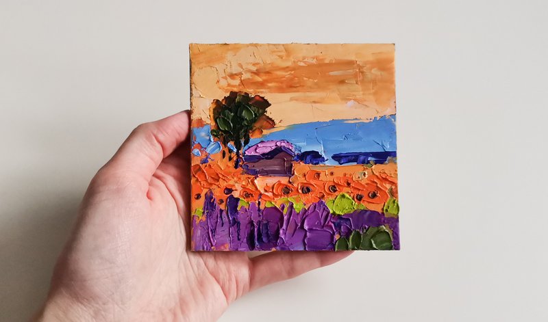 Italy Painting 油畫原作 Original Art 手工油畫 Oil Painting 油畫 Toscana Lavender by Verafe - 海报/装饰画/版画 - 压克力 橘色