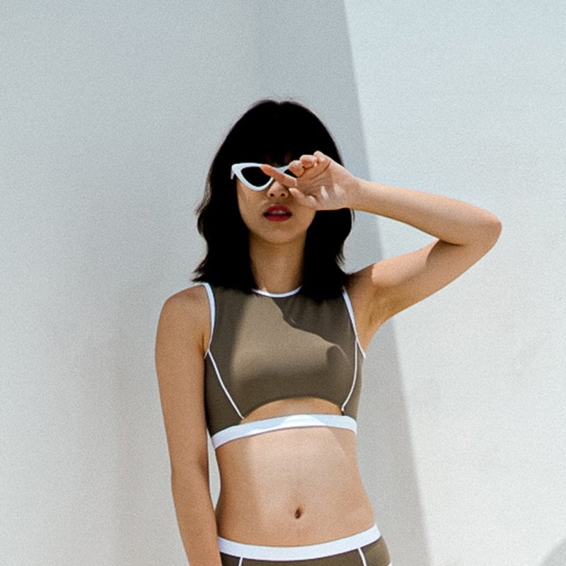 Primary tank top – 棕灰色 / 泳裝 (分开售卖) 028GREY - 女装泳衣/比基尼 - 尼龙 卡其色