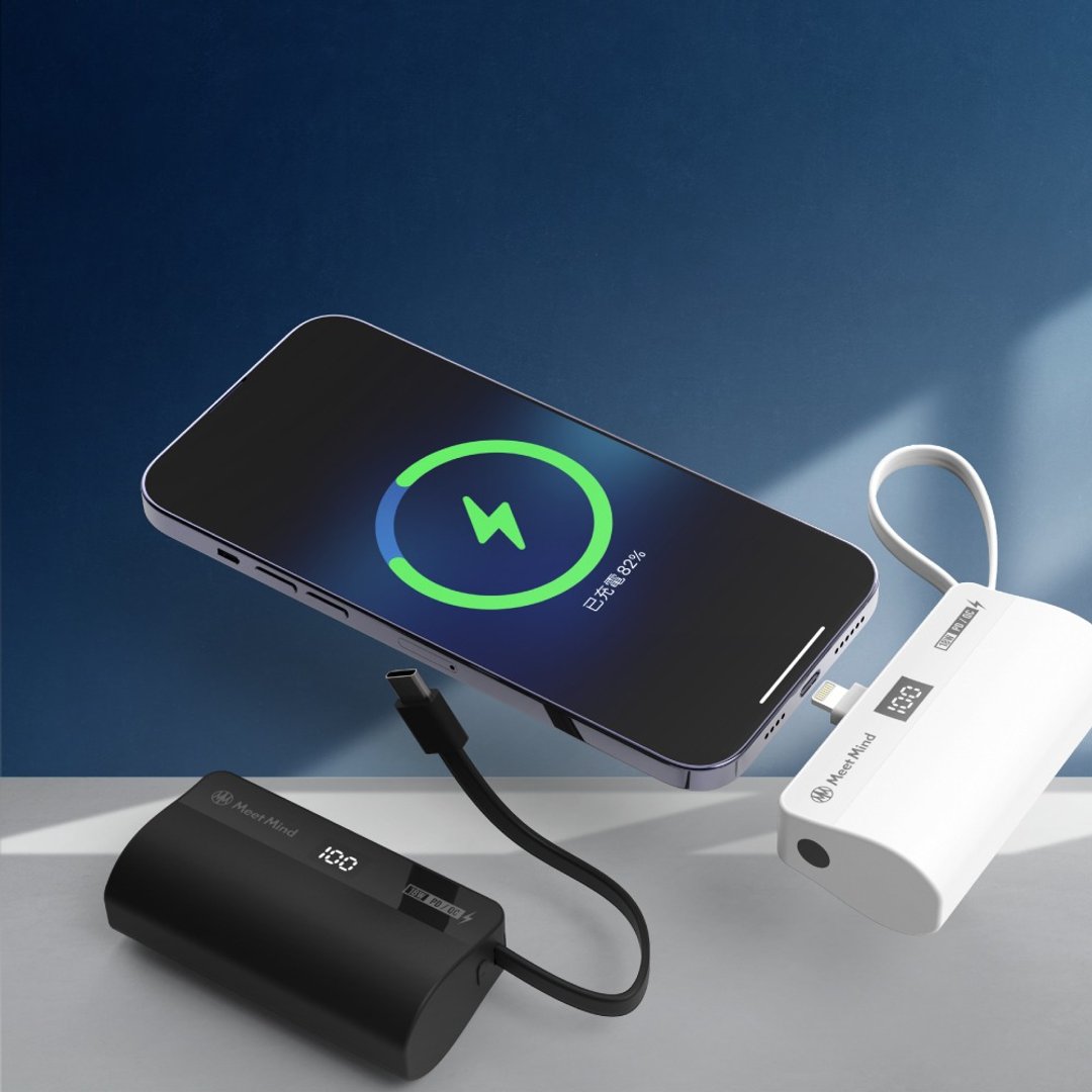 Meet Mind  5000mAh 直插式行动电源 (Type-C头+Type-C自带线) - 充电宝/传输线 - 其他材质 银色