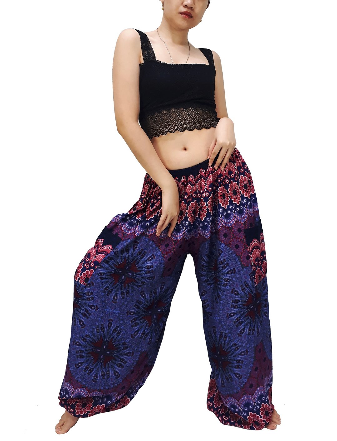 Women Pants Aladdin Pants Thai Pants Gypsy Pants Rayon Bohemian Trouser - 中性裤装 - 其他材质 蓝色