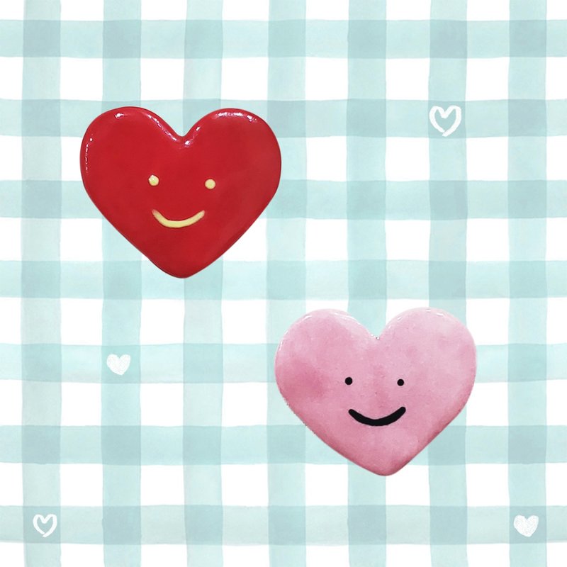 小爱心  陶瓷别针 - 胸针 - 陶 红色