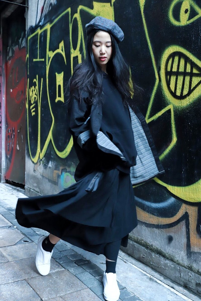 List New Notions Beret 贝雷帽 | 画家帽 | 六边剪裁 | 彩色花灰 - 帽子 - 羊毛 灰色