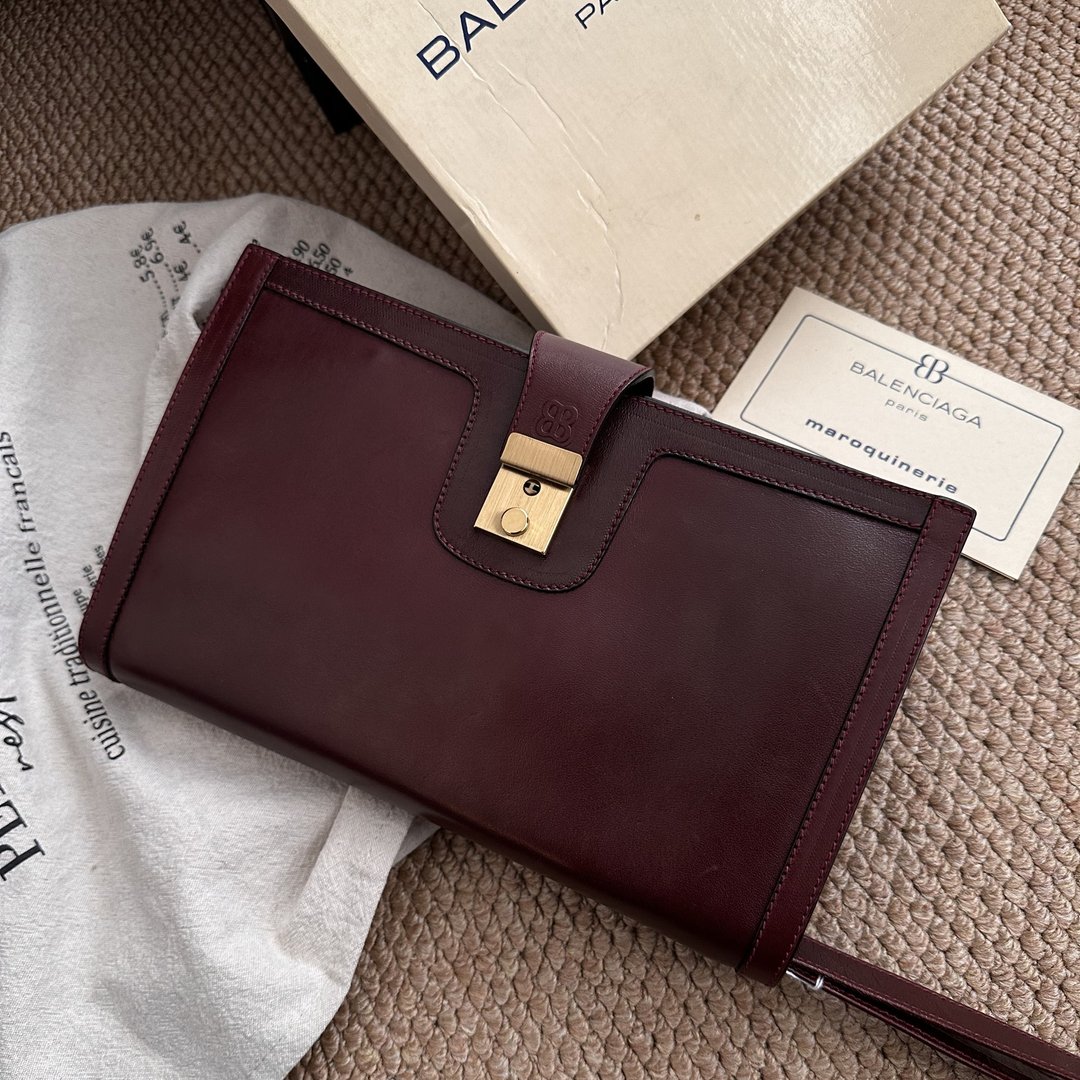 经典 Balenciaga 复古信封包 - 侧背包/斜挎包 - 真皮 咖啡色