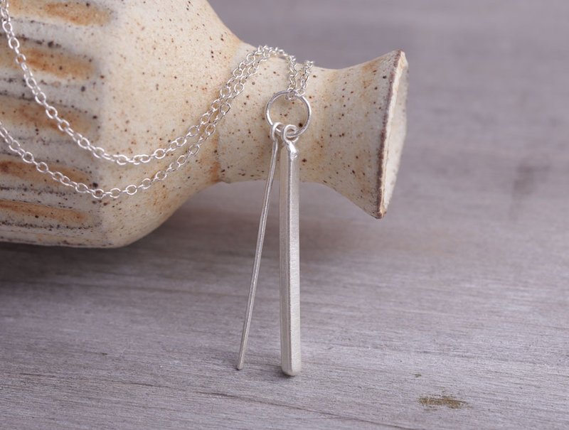 ni.kou 纯银 简约 方线条 项链 - 项链 - 其他金属 