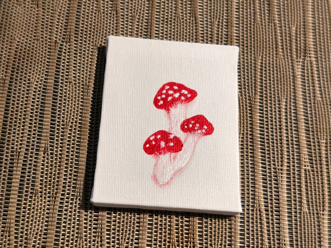 蘑菇/迷你挂画/无框画/装饰画/童趣画/压克力水彩画 - 海报/装饰画/版画 - 棉．麻 