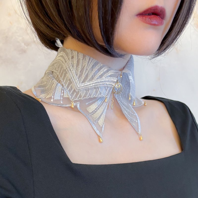 冰之女王的白日梦 / 灰色蕾丝颈饰 SV683 - 颈链 - 其他金属 灰色