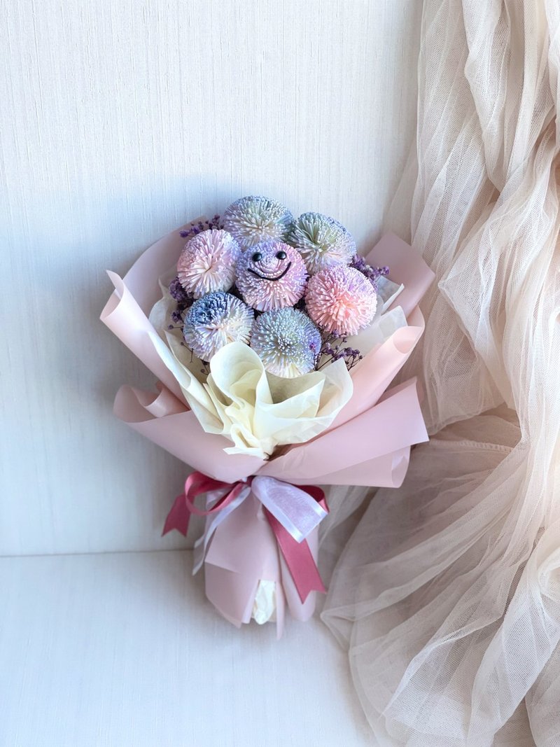 马卡龙色索拉乒乓微笑花束 干燥花 永生花 韩式花束 - 干燥花/捧花 - 植物．花 