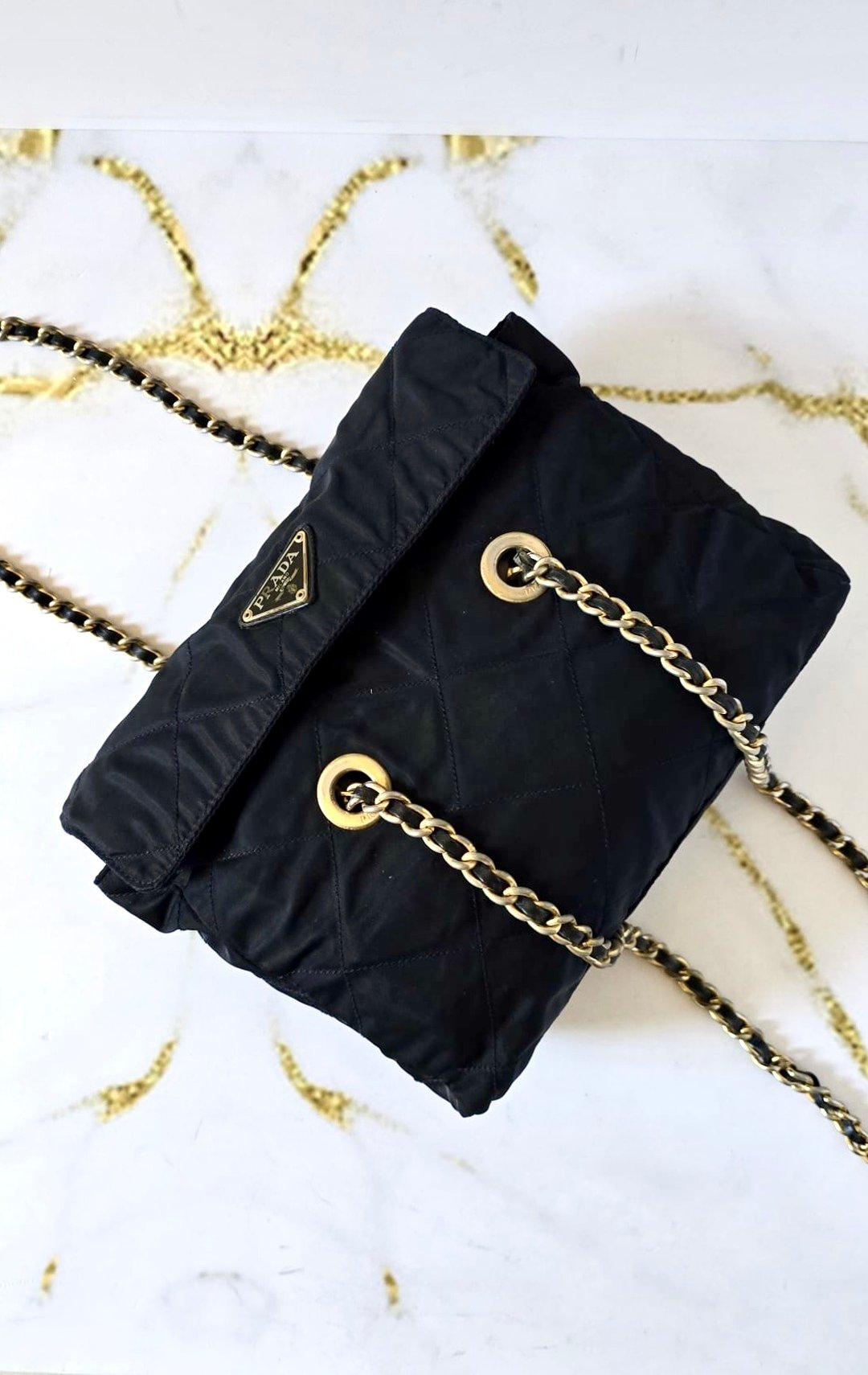 绝版古董包 稀有 Prada 黑色降落伞链子侧背包 单肩包 斜背包 中古 - 侧背包/斜挎包 - 尼龙 黑色